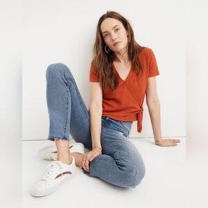 Madewell Texture & Thread Wrap-Tie Top spiced cinnamon‎